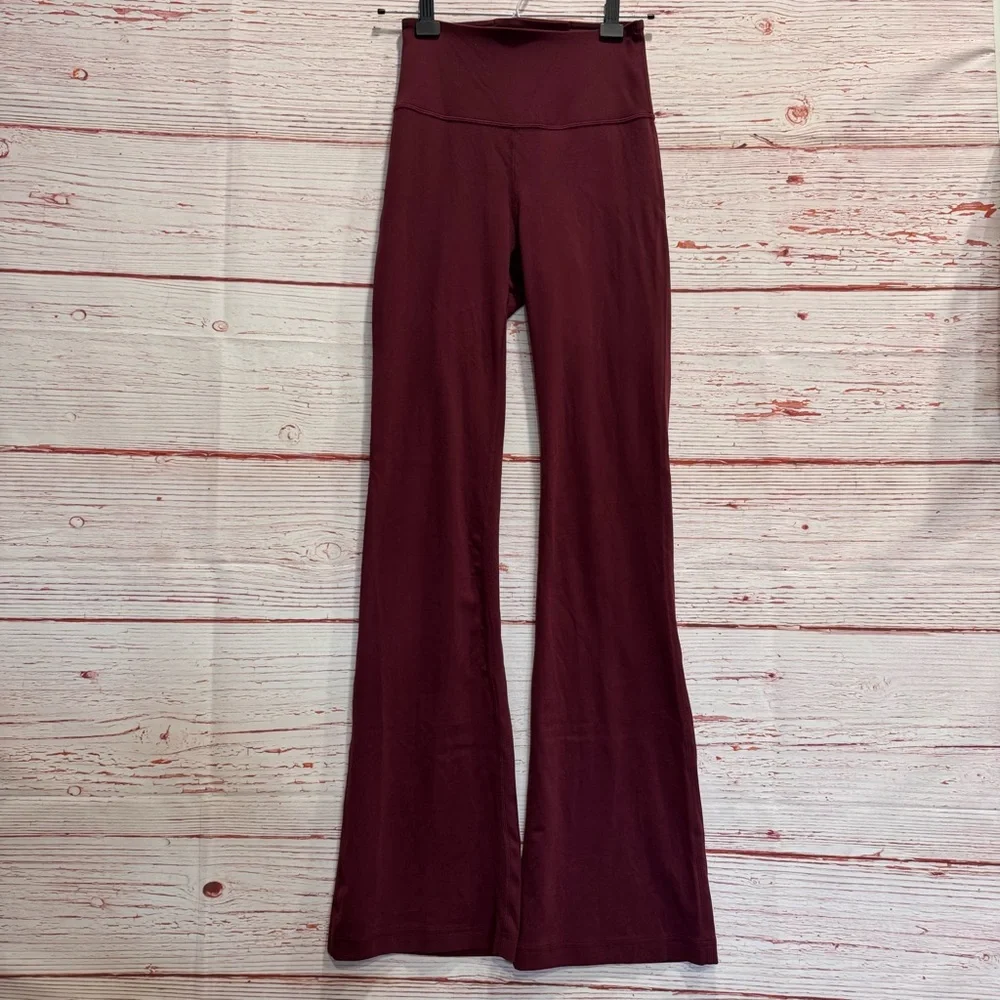 Lululemon Groove Super-High-Rise Flared Pant Nulu in Red Merlot Sz 4